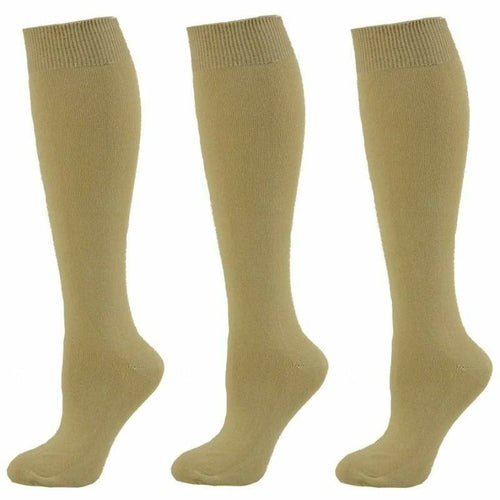 Classic Flat Knit Combed Cotton Knee High Socks 3 pair pack-The Friend Kloset