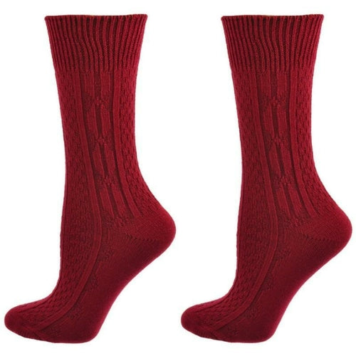 Classic Cable Knit Acrylic Crew Socks 2 pair pack-The Friend Kloset
