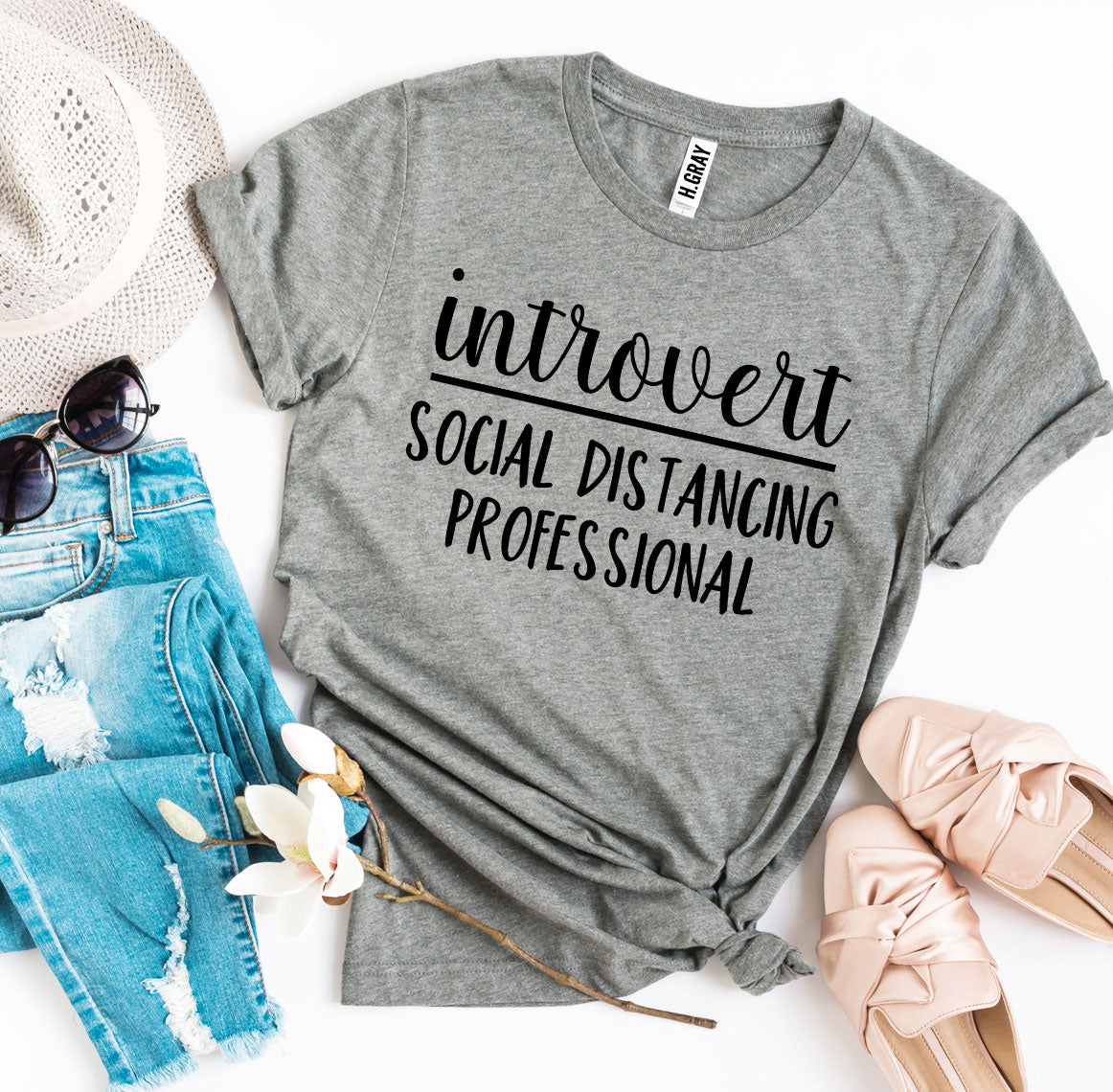 Introvert Social Distancing Professional T-shirt-The Friend Kloset