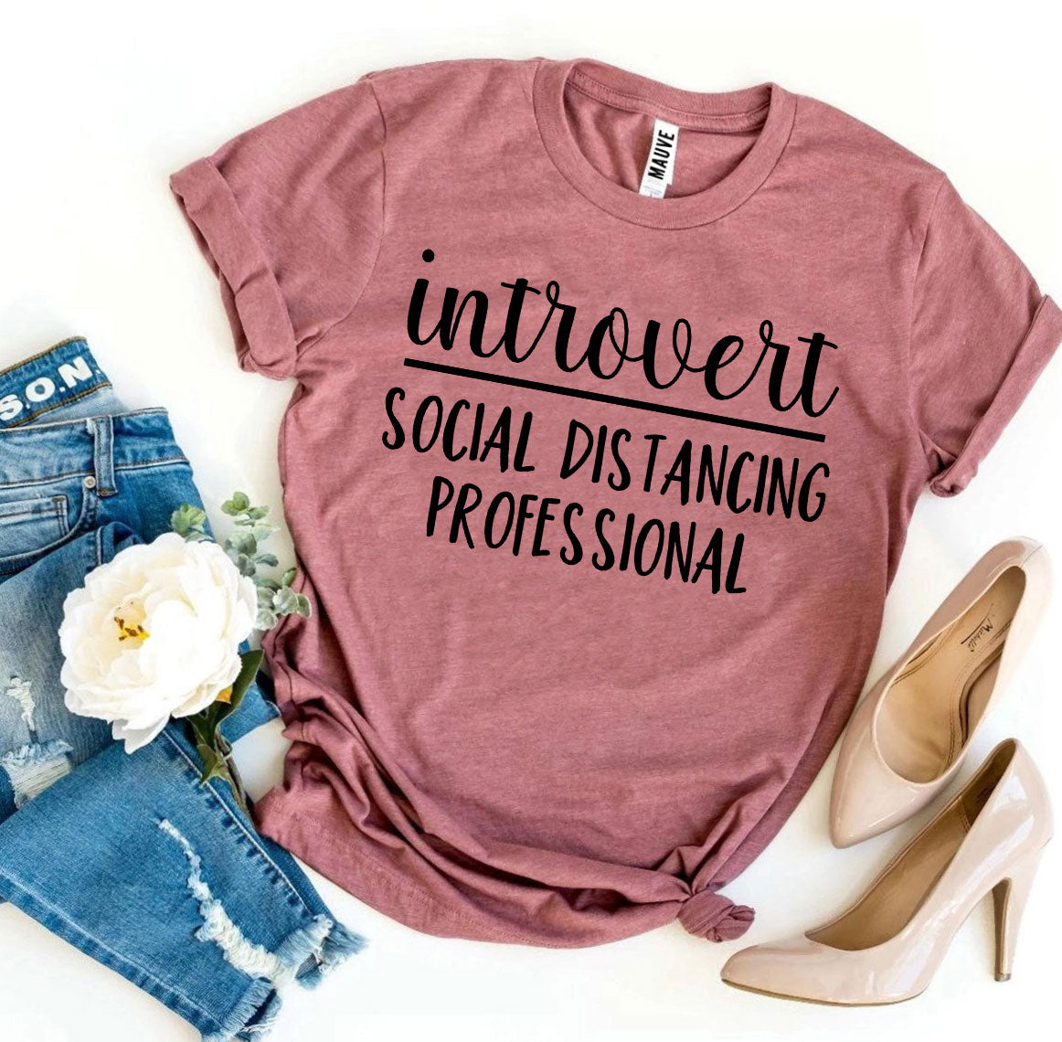 Introvert Social Distancing Professional T-shirt-The Friend Kloset