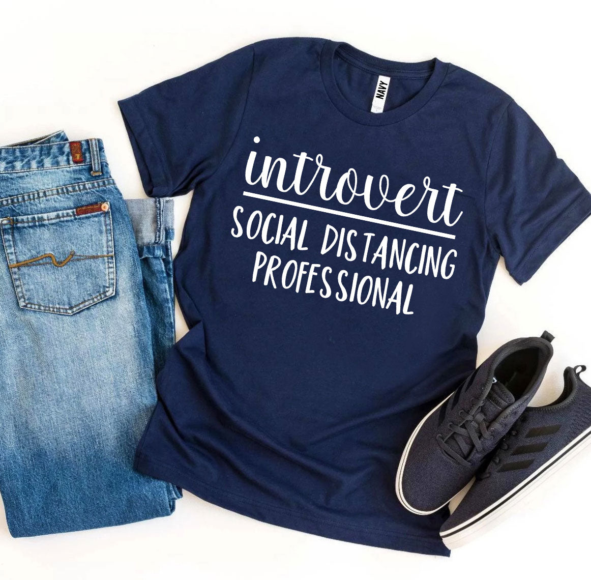 Introvert Social Distancing Professional T-shirt-The Friend Kloset