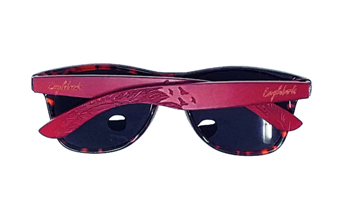 Red Bamboo Tortoise Framed Sunglasses With Wood Case, Artisan Engraved-The Friend Kloset