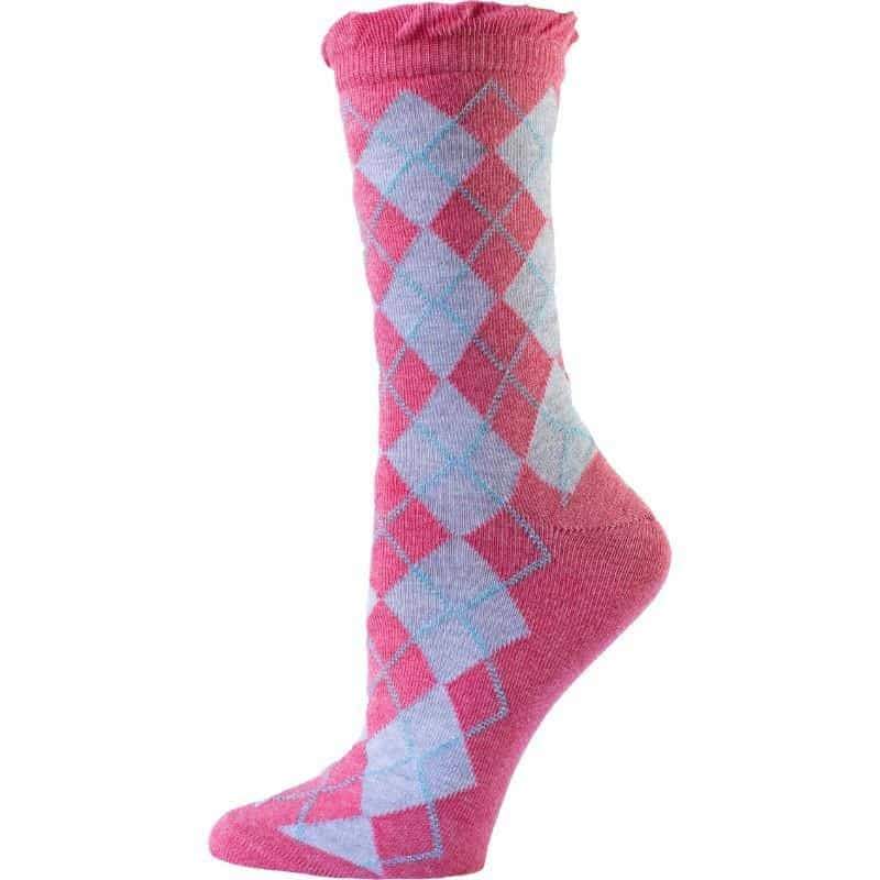 Sparkly Cotton Argyle Crew Socks - 2  Pairs