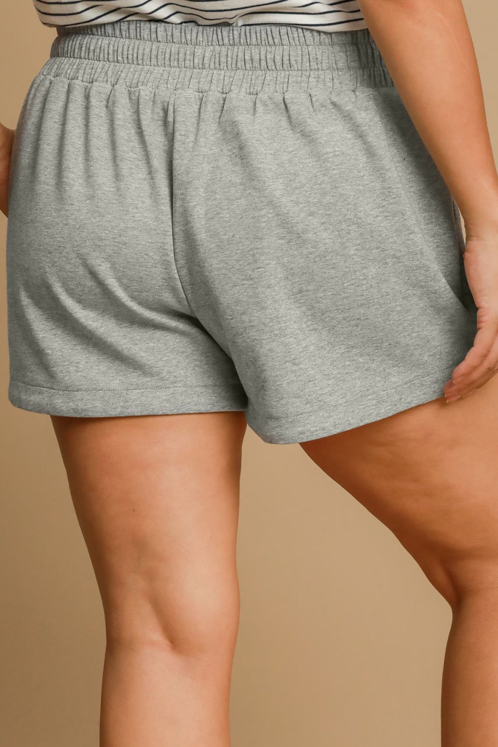 Umgee Full Size Drawstring Sweatshorts with Pockets Plus Size