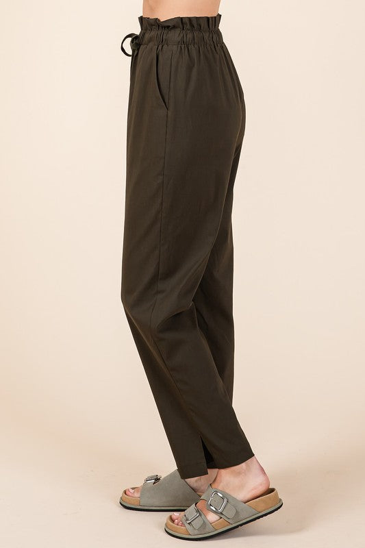 Mittoshop Paperbag Waist Tapered Straight Pants