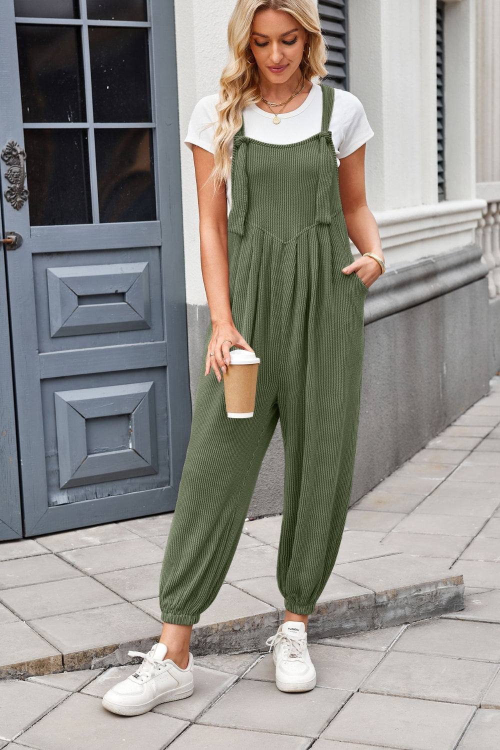 Lovelet Knotted Strap Overalls with Pockets