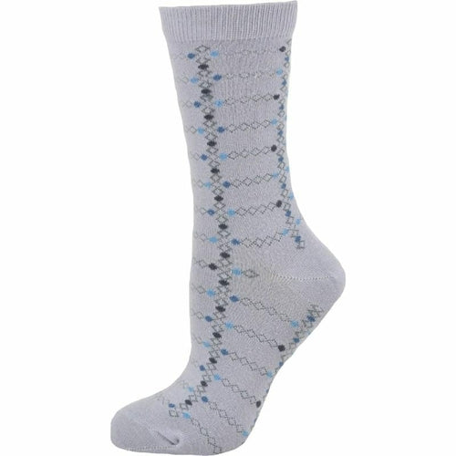 Women's Cotton Geometric Pattern Crew Sock, Made in Turkey