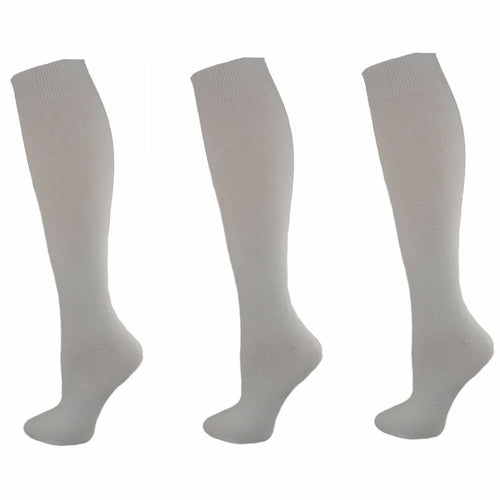 Classic Flat Knit Combed Cotton Knee High Socks 3 pair pack-The Friend Kloset
