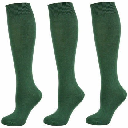 Classic Flat Knit Combed Cotton Knee High Socks 3 pair pack-The Friend Kloset