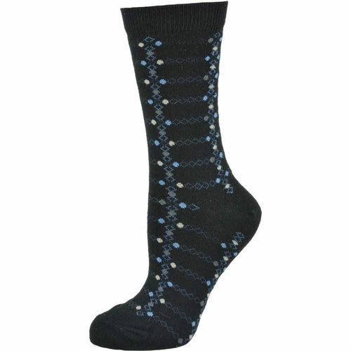 Women's Cotton Geometric Pattern Crew Sock, Made in Turkey