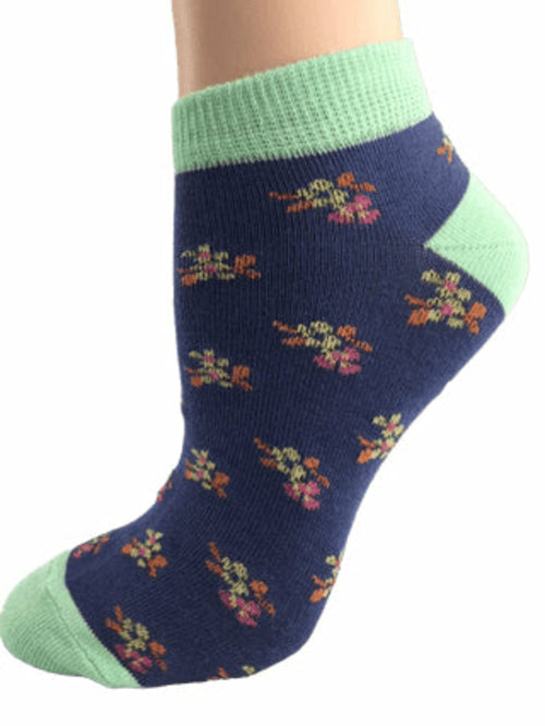 Floral Pattern Ankle Low Cut Cotton Socks