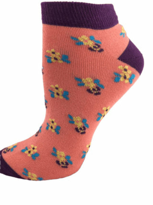 Floral Pattern Ankle Low Cut Cotton Socks