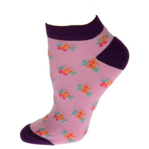 Floral Pattern Ankle Low Cut Cotton Socks