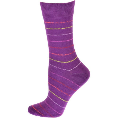 Crew Cotton Blend Vibrant Colorful Striped Women's Socks