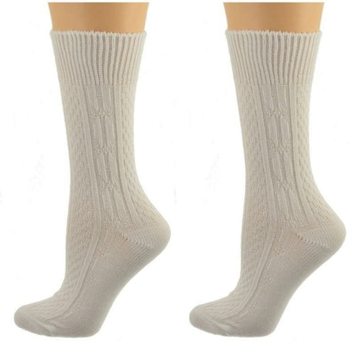 Classic Cable Knit Acrylic Crew Socks 2 pair pack-The Friend Kloset