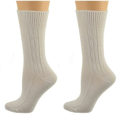 Classic Cable Knit Acrylic Crew Socks 2 pair pack-The Friend Kloset