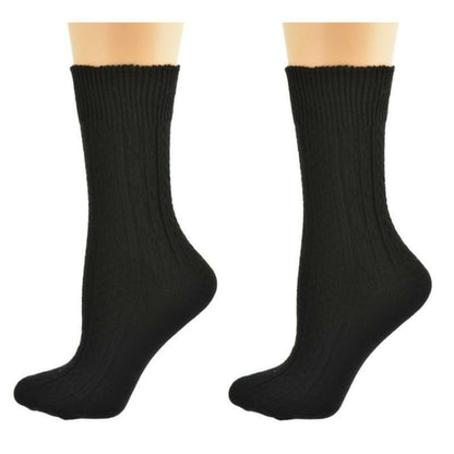 Classic Cable Knit Acrylic Crew Socks 2 pair pack-The Friend Kloset