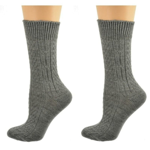 Classic Cable Knit Acrylic Crew Socks 2 pair pack-The Friend Kloset