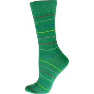 Crew Cotton Blend Vibrant Colorful Striped Women's Socks