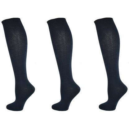 Classic Flat Knit Combed Cotton Knee High Socks 3 pair pack-The Friend Kloset