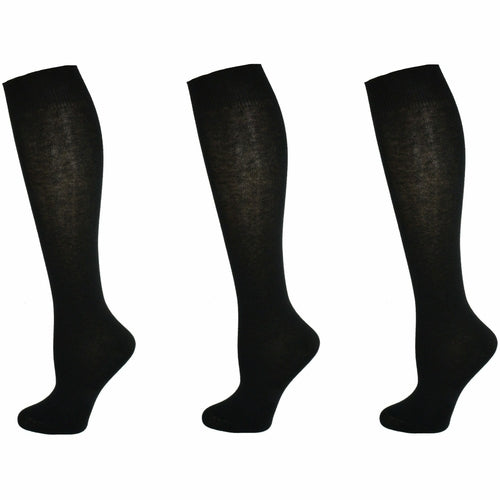 Classic Flat Knit Combed Cotton Knee High Socks 3 pair pack-The Friend Kloset