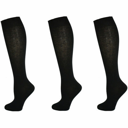 Classic Flat Knit Combed Cotton Knee High Socks 3 pair pack-The Friend Kloset