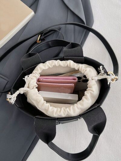 PU Leather Braided Bucket Bag