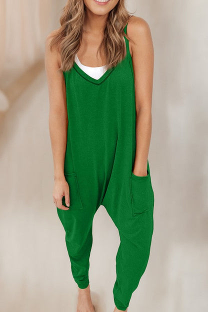 Flame Solid Color Loose Fit Jumpsuit