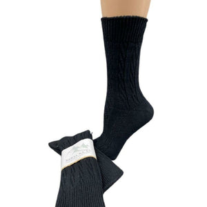 Classic Cable Knit Combed Cotton Crew Socks 2 Pair Pack