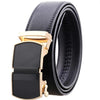 Black Belt Gold Buckle Mens Adjustable Ratchet Slide Buckle Belt -