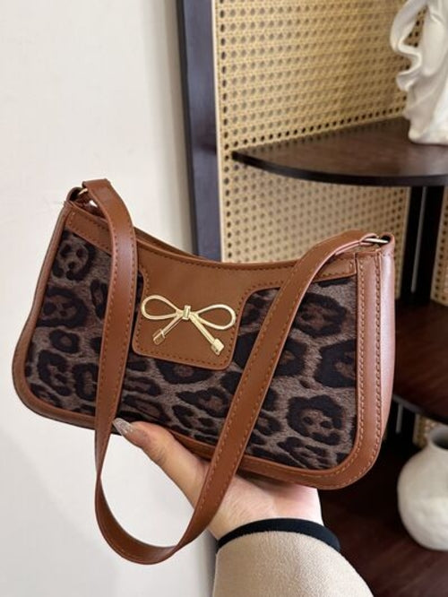 Bow Leopard PU Leather Handbag