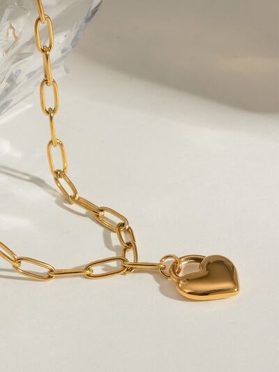 18K Gold-Plated Stainless Steel Heart Pendant Necklace