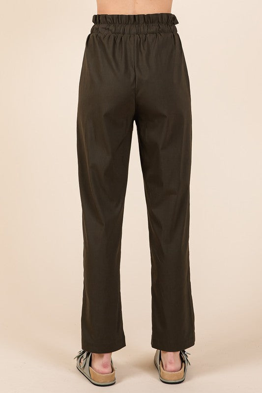 Mittoshop Paperbag Waist Tapered Straight Pants