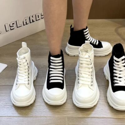 Lace Up Canvas Platform Sneakers