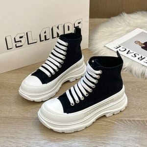 Lace Up Canvas Platform Sneakers