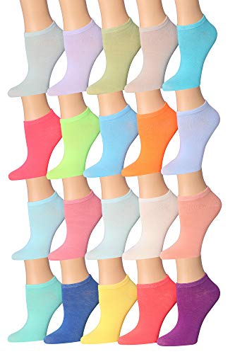 Tipi Toe Women's 20 Pairs Colorful Patterned Low Cut/No Show Socks