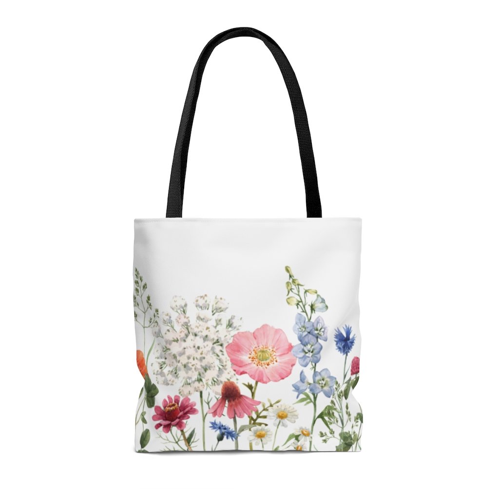 Double Sided Spring Floral Print Tote Bag