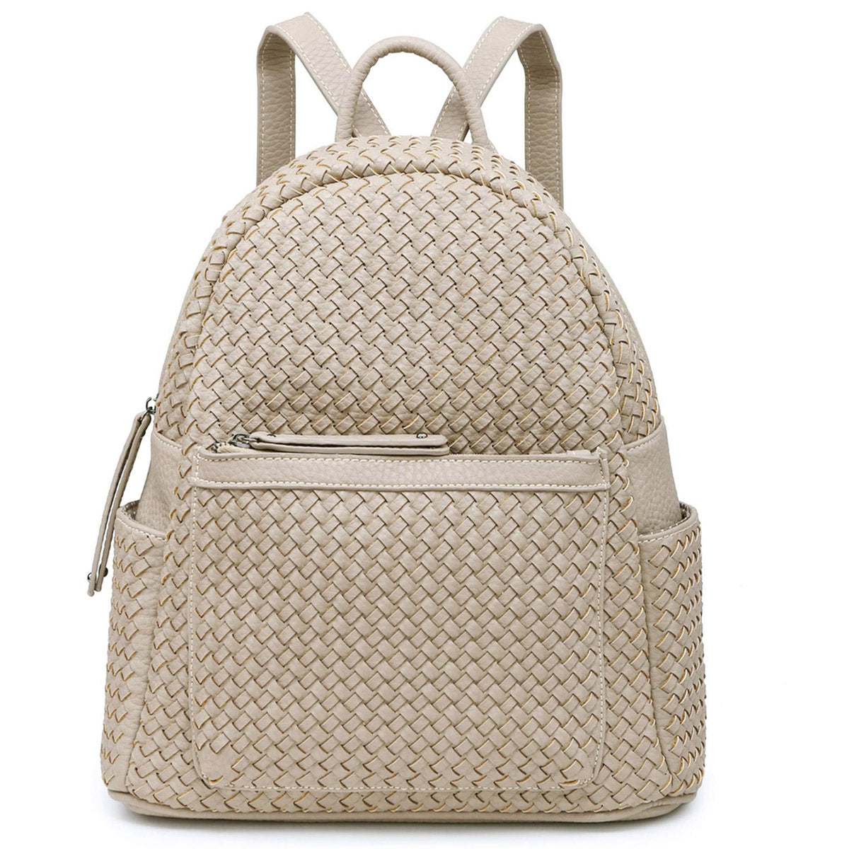 Woven backpack purse for women beige sif2068 BE05