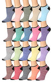 Tipi Toe Women's 20 Pairs Colorful Patterned Low Cut/No Show Socks