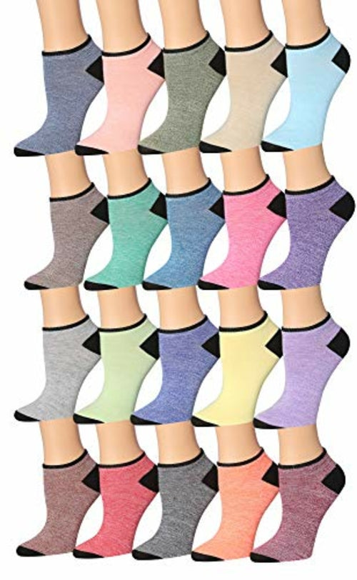 Tipi Toe Women's 20 Pairs Colorful Patterned Low Cut/No Show Socks