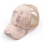 CC Faux Leather Hats Criss Cross Style Women Cap for Ponytails