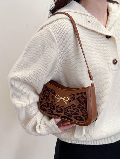 Bow Leopard PU Leather Handbag