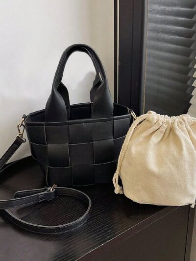 PU Leather Braided Bucket Bag