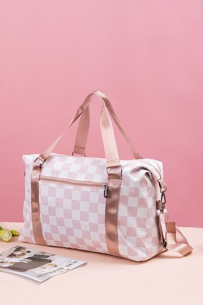 Zenana Checkered Multi-Pocket Travel Bag