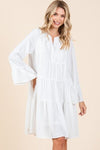 Mittoshop Tiered Notched Flare Sleeve Dress