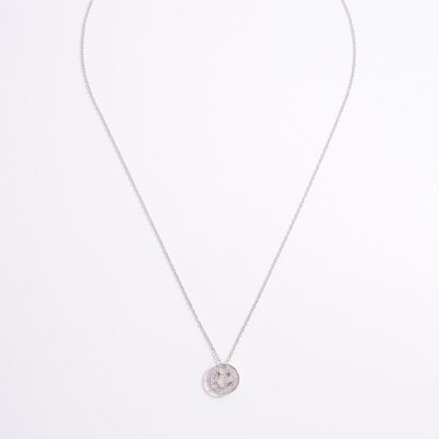 925 Sterling Silver Zircon Smiley Face Necklace