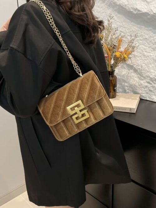 Solid Color Chain Shoulder Bag