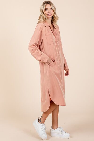 Mittoshop Button Down Long Sleeve Shirt Dress