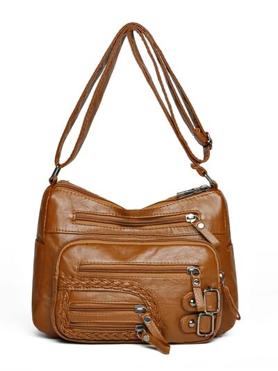 Multi Pockets PU Leather Shoulder Bag