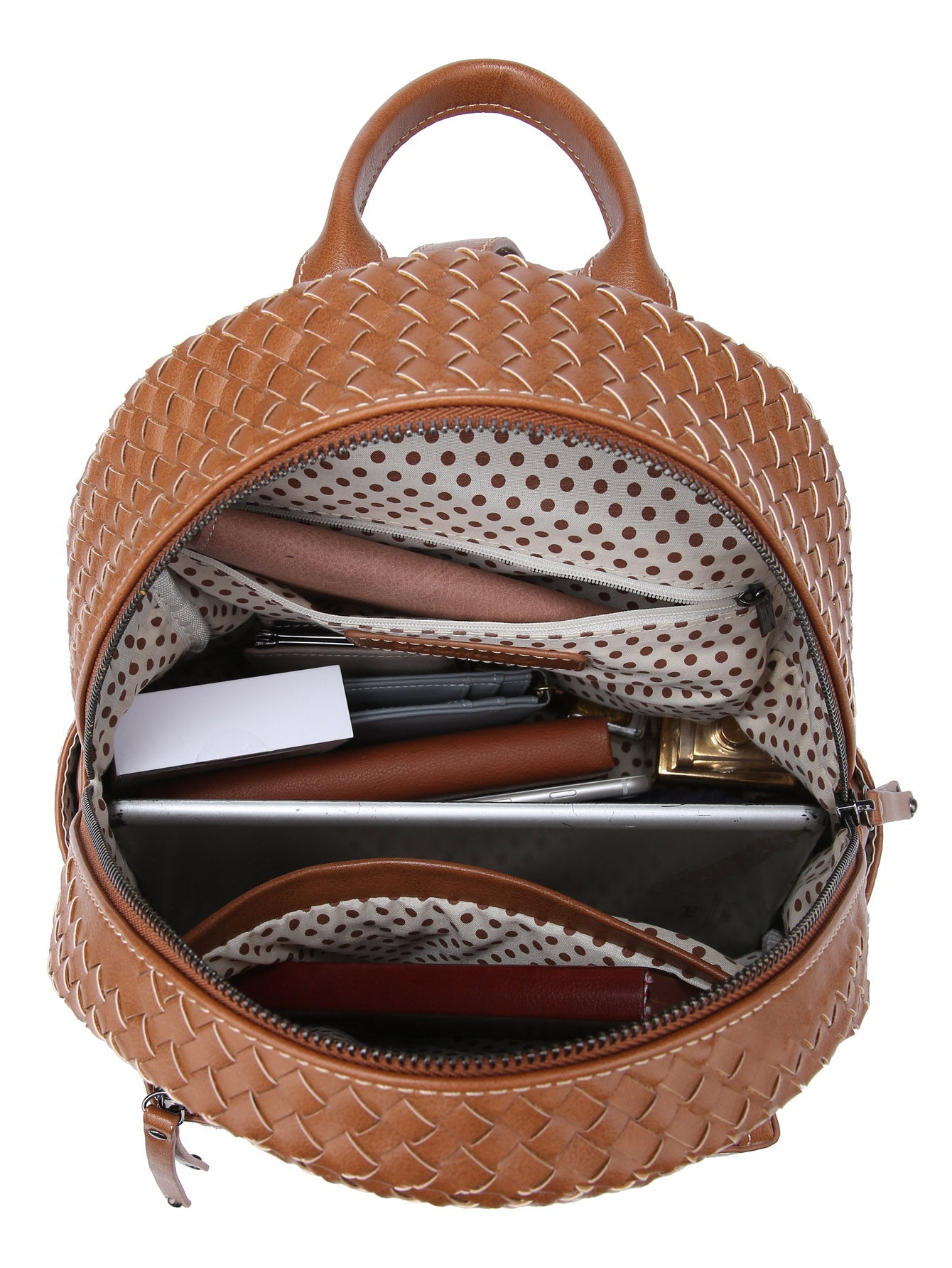 Woven backpack purse for women brown sif2068 BR05